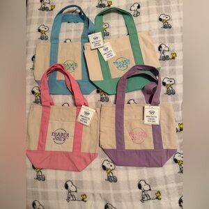 Trader Joe's Mini Pastel Tote Bags, NWT